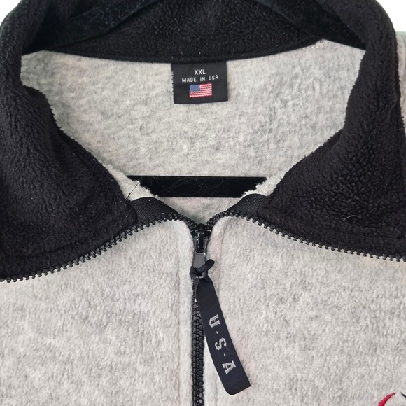 Team USA Beijing 2008 Olympics Fleece Jacket Grey Full Zip Mens XXL Made in USA - Picture 7 of 13
